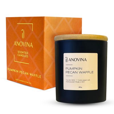 Anovina Pumpkin Candle Fall Scented Candle with Premium Soy Wax Blend Cozy Autumn & Holiday Gift Candle for Women and Men