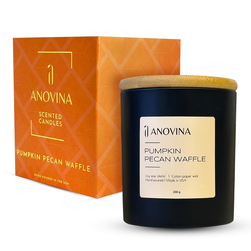 Anovina Pumpkin Candle Fall Scented Candle with Premium Soy Wax Blend Cozy Autumn & Holiday Gift Candle for Women and Men
