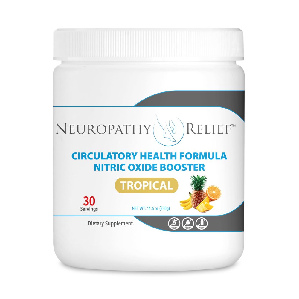 Neuropathy Relief - Circulatory Health Formula - Nitric Oxide Booster - Tropical Flavor (1 Jar), 30 Servings