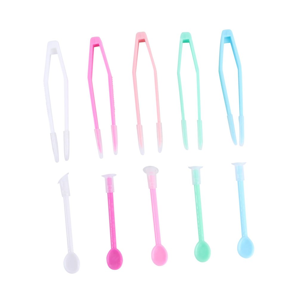 Healifty 5sets Tweezers and Stick Lens Remover for Travel and Home Use Compact Eyewear Tool Kit Green Rosy White