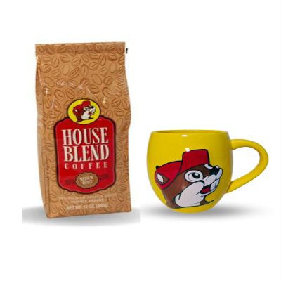 Bundle Buc-ee's Hause Blend Coffee Medium Roast and Yellow logo Mug,