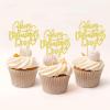 Keaziu 24 Pack Happy Valentines Day Cupcake Toppers Gold Valentine's Day Picks for Cake Decorations Valentine's Wedding Party Holiday Supplies Gold 3 view 2