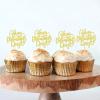 Keaziu 24 Pack Happy Valentines Day Cupcake Toppers Gold Valentine's Day Picks for Cake Decorations Valentine's Wedding Party Holiday Supplies Gold 3 view 3