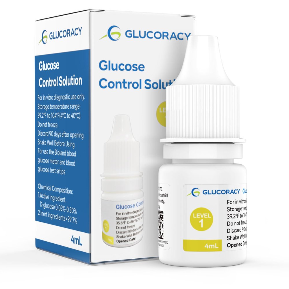 Control Solution Only for Glucoracy G-425-2/G-425 Glucose Meter Function Test, Level 1/2 Vial 4mL, White
