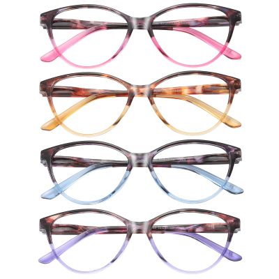 Przene 4 Pack Cat Eye Reading Glasses for Women Blue Light Blocking Readers 2.75