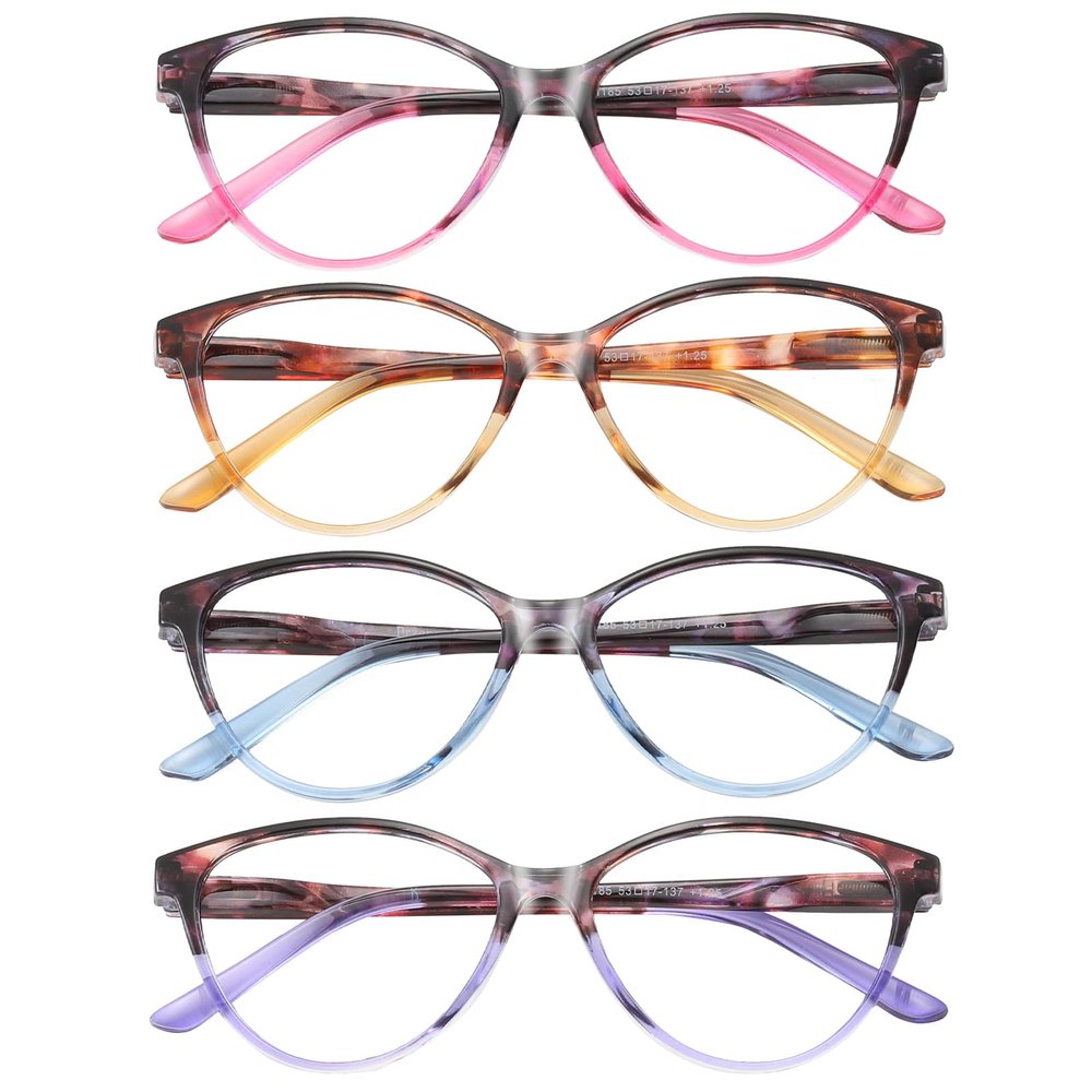 Przene 4 Pack Cat Eye Reading Glasses for Women Blue Light Blocking Readers 2.75
