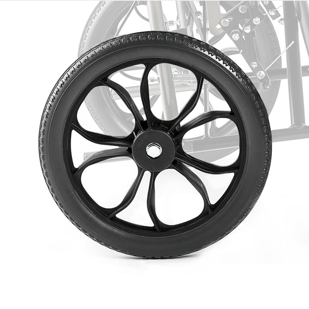 14inch Wheelchair Rear Wheel (2), Black Solid Tire, 1/2" (12.7mm) Bearing, for Wheelchairs, Rollators, Walkers