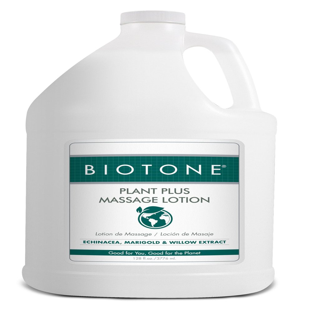 BIOTONE Plant Plus Massage Lotion- Eco-Conscious, Earth-Loving Oils, Plant-Based Ingredients, Kind to The Planet, Versatile for All Modalities, Customizable, Smooth, Silky, Optimum Glide. (128 OZ)