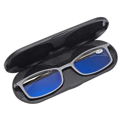 Ultra-thin Blue Light Blocking Reading Glasses, Portable Flat Folding Reader for Men Women with Protective Case (Color : Silver, Size : 1.0x)