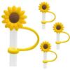 4 Pcs Drinking Straw Dispensers Sunflower Straw Plug Reusable Splash Proof Plugs Kitchen Tool Straw Tips Cover Silicone Cup Accessory Drinking Dust Cap view 1