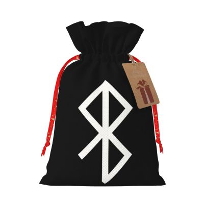 BYOBLU Peace Viking Rune Symbol Christmas Gift Bags, Santa Wrapping Bag,With Drawstring And Tags For Reusable