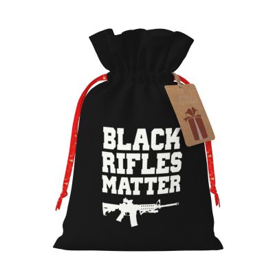 BYOBLU Foot Black Rifles Matter Christmas Gift Bags, Santa Wrapping Bag,With Drawstring And Tags For Reusable