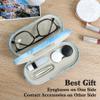 Zettokete 2 in 1 Contact Lens and Glasses Case,Double Sided Dual Use Design with Mirror, Tweezer and Contact Lens Solution Bottle,Portable Soak Storage Kit for Travel,Office(Blue Marble) view 4