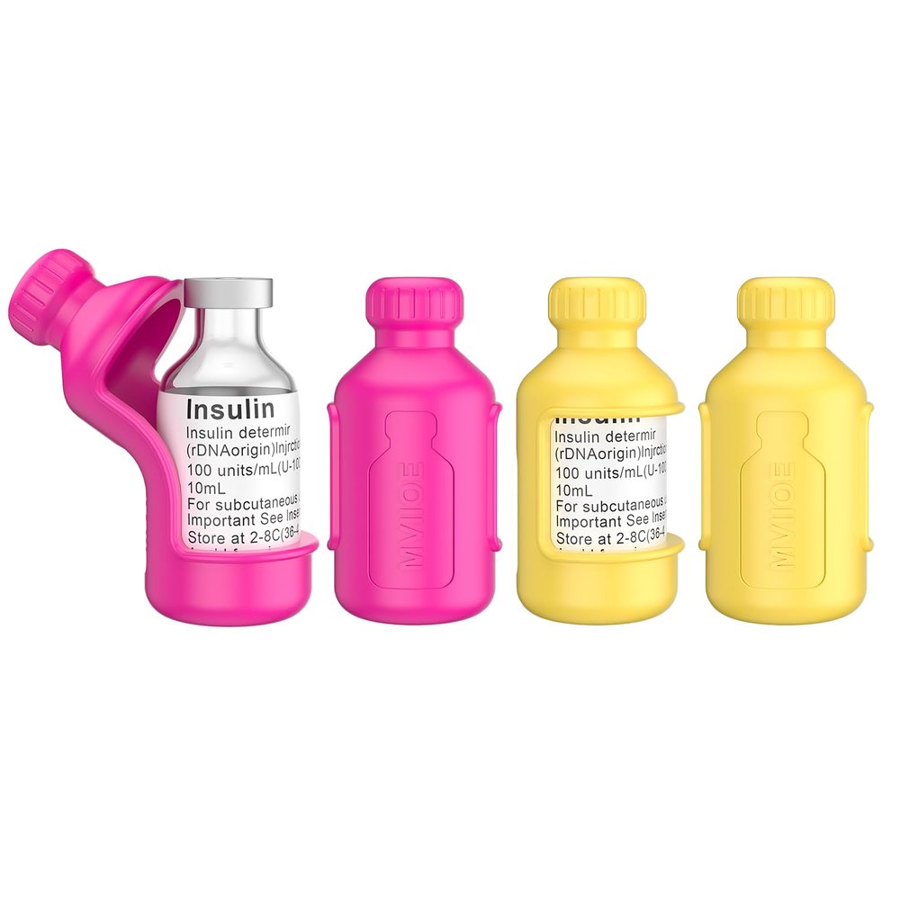 MVIIOE Insulin Vial Protector for Diabetics, Insulin Bottle Sleeve Silicone Protective Case Reusable Durable Flexible to Protect Insulin Vial from Breaking, Suitable for 10ml Short Vials (4 Packs)