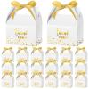 Engrowtic 50 Pcs Thank You Paper Boxes Ribbon Gift Treat Boxes with Handles 5.9 x 3.5 x 3.5 Inch Gold Foil Print for Graduation Wedding Baby Shower Holiday Party(White) view 1