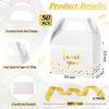 Engrowtic 50 Pcs Thank You Paper Boxes Ribbon Gift Treat Boxes with Handles 5.9 x 3.5 x 3.5 Inch Gold Foil Print for Graduation Wedding Baby Shower Holiday Party(White) view 3