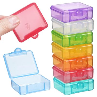 8 Pcs Square Mini Pill Box Portable Travel Organizer with Colorful Plastic Cases Daily Medication Storage Containers