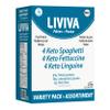 LIVIVA High Protein Low Carb KETO Pasta Variety Value Pack (Case of 12: 4 X Linguine, 4 X Spaghetti, 4 X Fettuccine), 371% more Protein, 70% Less Carbs - Made with Pea Protein, Mulberry Leaf and view 1