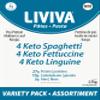 LIVIVA High Protein Low Carb KETO Pasta Variety Value Pack (Case of 12: 4 X Linguine, 4 X Spaghetti, 4 X Fettuccine), 371% more Protein, 70% Less Carbs - Made with Pea Protein, Mulberry Leaf and view 3