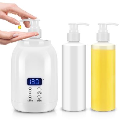 Gugxiom Massage Oil Warmer, LED Display Single Bottle Lotion Heater, Temperature Control Massage Table Warmer with 2 Oil Bottles, for Lotion Cream Massage Oil (US Plug)