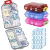4PCS Travel Pill Organizer Portable Pocket Pill Case Small Pill Box for Purse Medicine Organizer Have 10 Compartments Storage Vitamin Fish Oil by INVODA (4 Pack+Lables) view 1