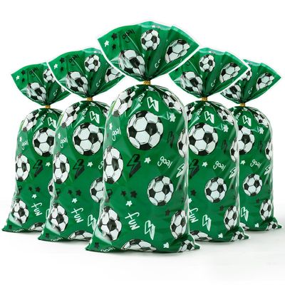 AircooL Soccer Ball Treat Bags, 120 Cellophane Bags with Twist Ties for Kids Birthday Party Favor Supplies