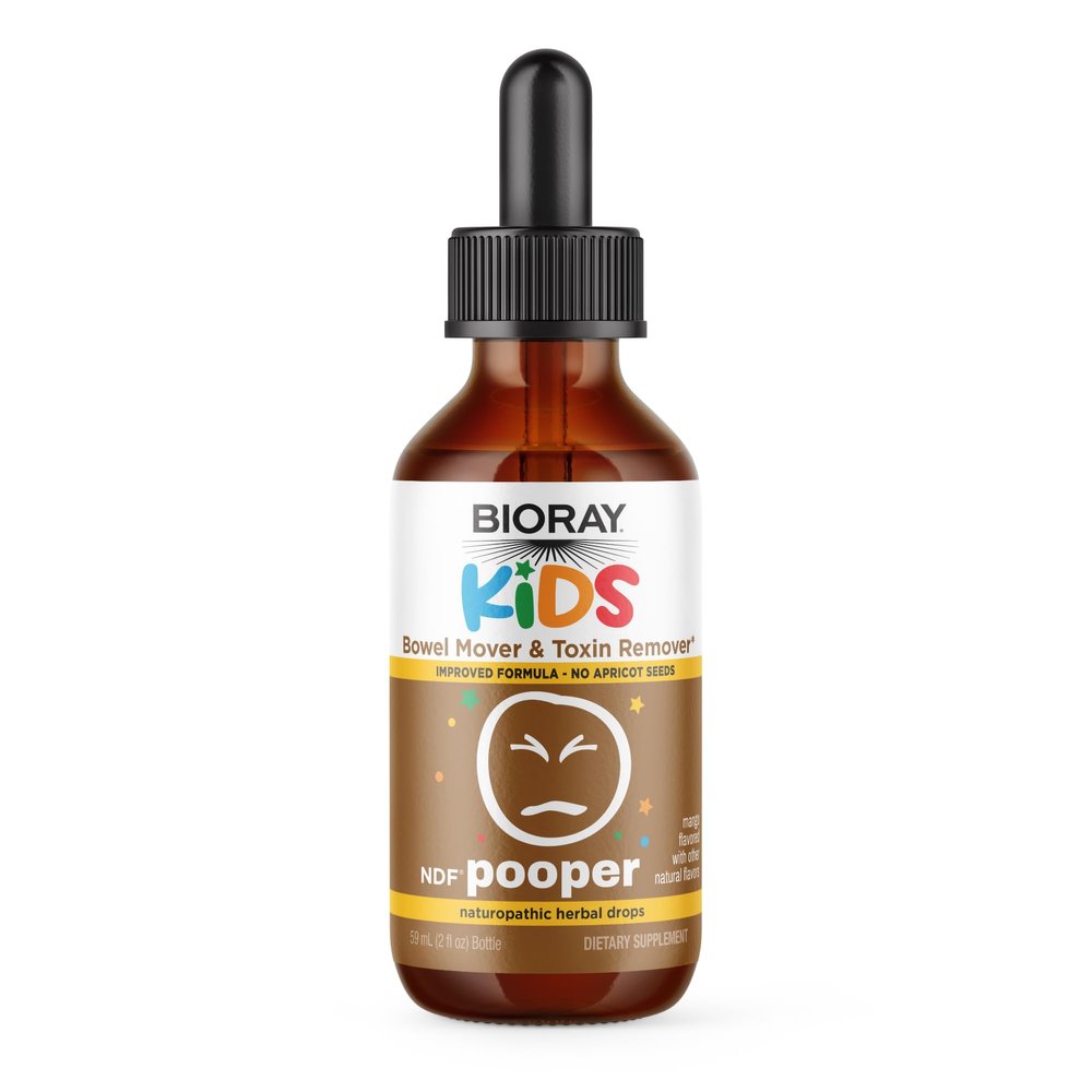 BIORAY Kids NDF Pooper, Mango - 2 fl oz - Bowel Mover - Non-GMO, Vegan, Gluten Free - 30 Servings