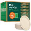 100% Compostable Oval Paper Plates 10 inch [500-Bulk Pack] - (PFAS-Free) - (BPI Certified) Heavy Duty, Eco-Friendly, Biodegradable Bagasse Dinner Plates - Natural Brown 10" Plate view 1