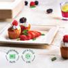 100% Compostable Square Paper Plates 8 inch [500-Bulk Pack] - (PFAS-Free) - (BPI Certified) Heavy Duty, Eco-Friendly, Biodegradable Bagasse Dinner Plates - Natural Brown 8x8" Plate view 4