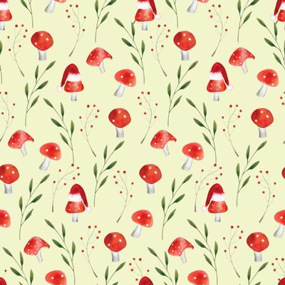 Waterleaf Paper Co. 100% Biodegradable, Compostable, Dissolvable Wrapping Paper, Christmas Mushrooms, Premium Holiday Gift Wrap, Sustainable, Zero-Waste (16 Sq Ft, Mushrooms and Santa Hat)