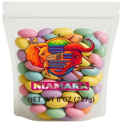 Niamara Pastel Jordan Almonds Candy, 8 oz Italian Sugared Almonds in Assorted Pastel Colors Wedding Almond Candy, Gluten-Free Party Favors for Showers & Events