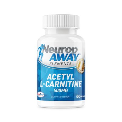 NeuropAWAY Elements Acetyl L-Carnitine 500mg 60ct Capsules (60 500mg Capsules Per Bottle) Veggie Caps Third Party Tested Made in USA