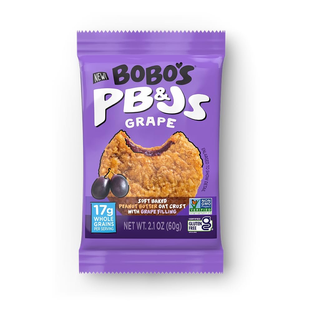 Bobo's Grape PB&J, Gluten Free, Non-GMO, Whole Grain Oats | Snack Bars | On-the-Go | Made with Simple Ingredients