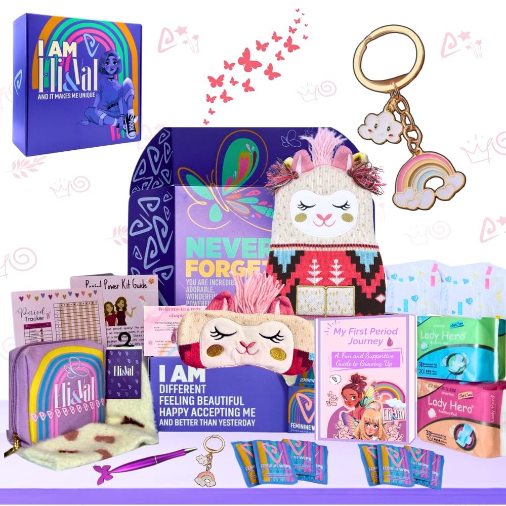 First Period Kit Gift for Girls 912 | Period Starter Kit for Tweens & Teens | Pads, Wipes & Confidence Essentials | First Period Gift Box with Discreet Bag (Alpaca)