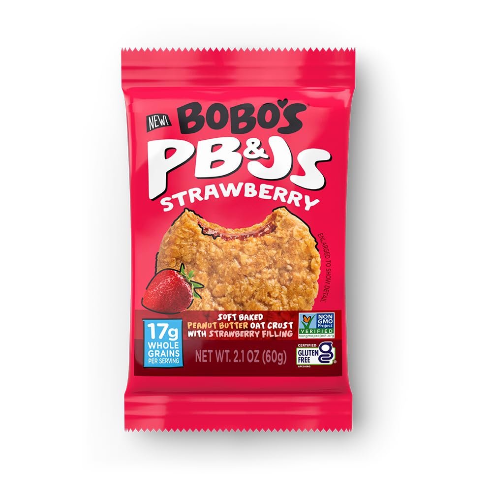 Bobo's Strawberry PB&J, Gluten Free, Non-GMO, Whole Grain Oats | Snack Bars | On-the-Go | Made with Simple Ingredients
