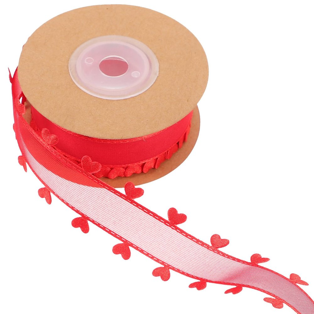 1roll Double-Sided Heart Edge Ribbon for Bows and Crafts Yards Wide for Present Wrapping Floral Arrangements and Holiday Decorations