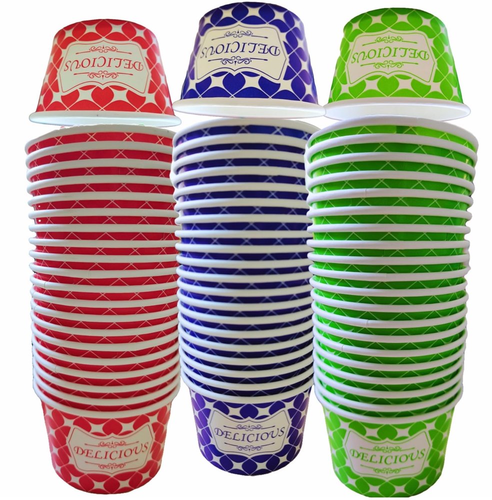 12oz. 1000 Red Ice Cream Cups, Ice Cream Bowls for Cold and Hot Foods, Paper Ice Cream Bowls, Disposable Dessert Cups, Paper Ice Cream Sundaes Cups for Ice Cream, Hot Soup, Snacks (red, 12oz.)