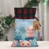 Kururi Christmas Gift Bags With Drawstring Colorful Cute Pig Print Burlap Gift Bags Christmas Linen Treat Sacks Gift Wrapping Bags Xmas Holiday Party Favors Bags view 1