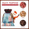 Kururi Christmas Gift Bags With Drawstring Colorful Cute Pig Print Burlap Gift Bags Christmas Linen Treat Sacks Gift Wrapping Bags Xmas Holiday Party Favors Bags view 4