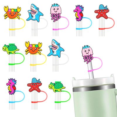 12PCS Silicone Straw Cover, 0.4Inch/10mm Cute Under The Sea Reusable Straw Cup Accessories Drinking Straw Covers For 30&40 Oz Straw Topper Theme Party Favors Supplies Straw Cover (Under The Sea)