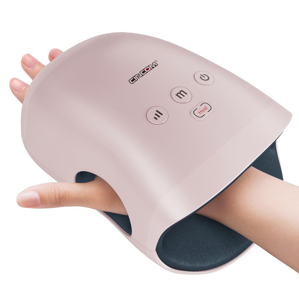 CINCOM Hand Massager - Cordless Hand Massager with Heat and Compression for Arthritis and Carpal Tunnel, Gifts for Women(Pink)