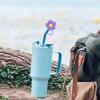 12PCS Silicone Straw Cover, 0.4Inch/10mm Cute Flower Reusable Straw Cup Accessories Drinking Straw Covers For 30&40 Oz Straw Topper Theme Party Favors Supplies Straw Cover (Flower) view 2