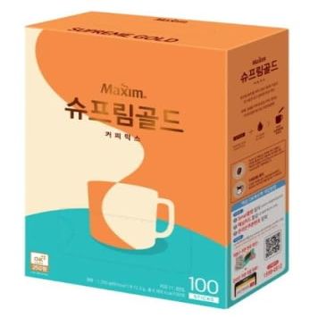 Maxim Supreme Gold Coffee Mix Korean Instant Coffee Packets with Latte Creamer (100 sticks)