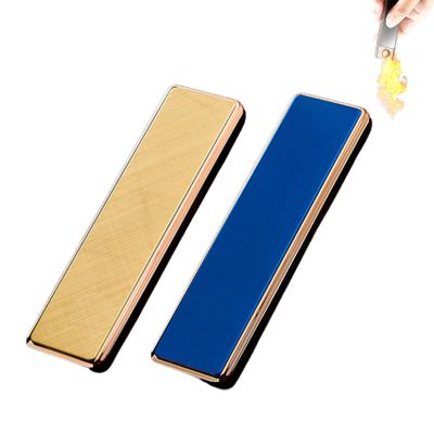 Windproof USB Arc Lighter, USB Rechargeable Lighter, Slim Profile Coil Lighter, Plasma Dual Arc Lighter, Windproof Flameless Lighter (Blue+Gold)
