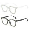 willochra 2pcs TR90 square Crystal Bling Reading Glasses Women Rhinestone Eyewear Frames Anti Blue Light Trendy Reader UV400 (2pcs-black&clear, 2.5, x) view 1