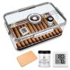 Cigar Humidor Clear Acrylic Humidor Spanish Cedar Plank Cigar Case Box Plastic Portable Airtight Container Holds 40-60 Cigars with Hygrometer and Humidifier(Medium) view 1