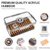 Cigar Humidor Clear Acrylic Humidor Spanish Cedar Plank Cigar Case Box Plastic Portable Airtight Container Holds 40-60 Cigars with Hygrometer and Humidifier(Medium) view 3