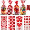 FloraSea 200PCS Valentines Day Gift Bags, Valentines Bag for Kids Class, Valentines Goodie Bags with Twist ties for Party Favor, Classroom Exchange Prizes, Valentines Candy Bags view 1