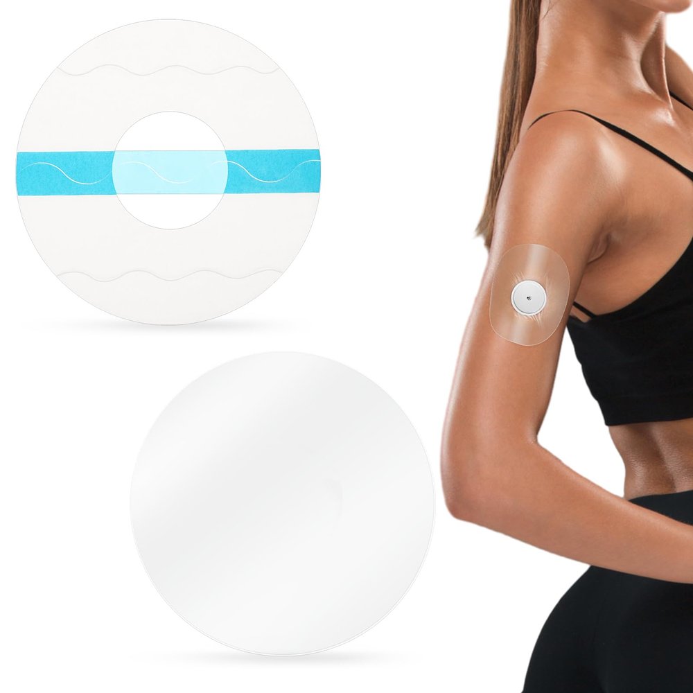 30 Pack Latex-Free Glucose Sensor Covers Medical Adhesive Patches for Precut CGM Tape with No Glue on The Center Waterproof and Strong Stick for Long Stay