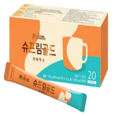 Maxim Supreme Gold Coffee Mix Korean Instant Coffee Packets with Latte Creamer (20 sticks)